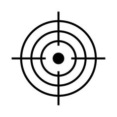 a black and white image of a crosshaired target with an arrow in the center