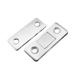 two white metal plates with holes on each side