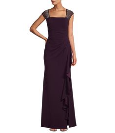 Shop for Alex Evenings Beaded Crepe Square Neck Sleeveless Side Cascade Sheath Dress at Dillard's. Visit Dillard's to find clothing, accessories, shoes, cosmetics & more. The Style of Your Life. Formal Wedding Guest Dress, Formal Dresses Gowns, Alex Evenings, Dress 16, Mother Of The Bride Dresses, Petite Size, Evening Wear, Sheath Dress, Wedding Guest Dress