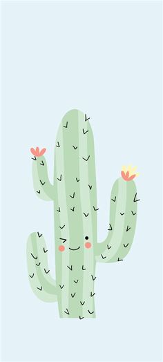 a green cactus with pink flowers on it's head and two small birds perched on the top