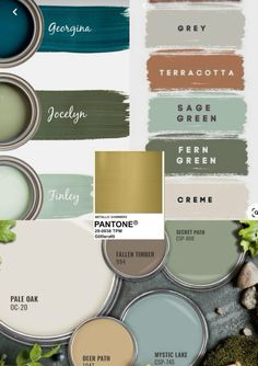 some paint colors that are green and brown