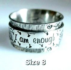 Teen Ring, Affirmation Jewelry, Motivational Jewelry, Teen Jewelry, Friend Jewelry, Daughter Jewelry, I Am Enough, Inspirational Jewelry, Spinner Rings