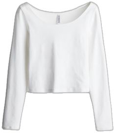 Simple Long Sleeve Tops For Everyday, Fitted Cotton Boat Neck Top, Fitted Boat Neck Top For Fall, Fitted Cotton Top With Boat Neck, Basic Cotton Long Sleeve Top, White Stretch Boat Neck Top, Basic Everyday H&m Tops, Basic H&m Tops For Everyday, H&m Cotton Tops For Fall