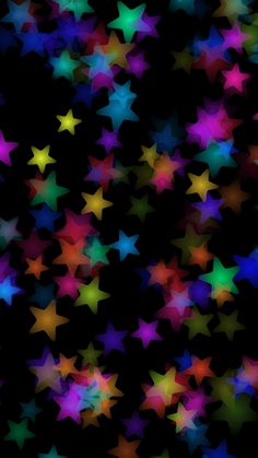 multicolored stars on black background