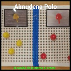 an image of a bulletin board with magnets and pictures on the back wall that says, almudena poloo