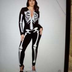 Zipper On Chest And Skeleton Detail On The Front And Back 93 Polyester 7 Spandex Machine Wash Cold Skeleton Costume Women, Skeleton Bodysuit, Tipsy Elves, Skeleton Costume, Costume Women, Skeleton, Pant Jumpsuit, Jumpsuit Romper, Pants For Women