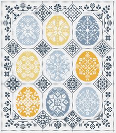 a cross stitch pattern with four different colors