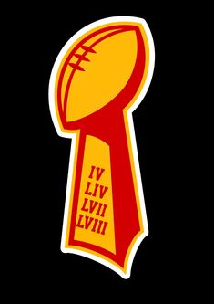 the super bowl logo is shown in red and yellow