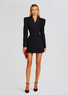 Tuxedos For Women, Cool Tuxedos, Blazer Dress Outfits, Black Blazer Dress, Australia Clothes, Blazer Outfits For Women, Rehearsal Dress, Tuxedo Dress, Power Dressing