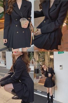 DARK ACADEMIA BLAZER MINI DRESS - cosmiquestudio Dark Academia Blazer, Cute Korean Outfits, Dark Academia Outfits, Aesthetic Clothing Stores, Dress Blazer, Academia Outfits, Blazer Mini Dress, Cafe Style, Y2k Aesthetic Outfits