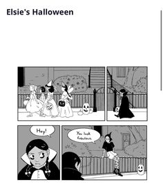 an image of a comic strip with the words elsie's halloween written on it