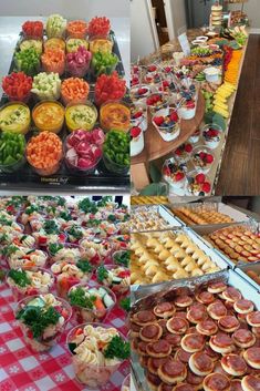 many different types of food on display at a buffet