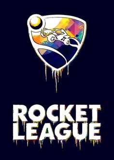 the rocket league logo is dripping paint and has an image of a man on it