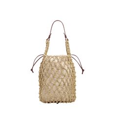 Bottega Veneta "Salina" top handle bag in leather and cotton canvas  Detachable interior drawstring canvas pouch Open top Strap, approx. 11" drop  Approx. 7.9"W x 12.6"H Made in Italy Macrame Top, Canvas Pouch, Open Top, Handle Bag, Bergdorf Goodman, Bottega Veneta, Top Designers, Top Handle, Cotton Canvas