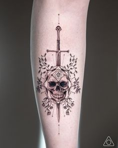 Legendary Sword & Skull Tattoo Art Reimagined by LA Tattoo Artist — 1MM Tattoo Studio Scientific Tattoo, Space Map, Once A Marine, Divine Proportion, La Tattoo, Jim Hawkins, Famous Sculptures, Human Dna, Tattoo Prices