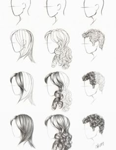 some drawings of different hairs and hair styles