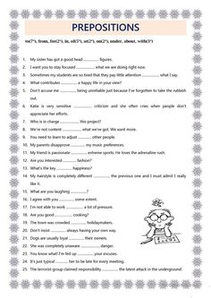 a printable worksheet for prepositions with pictures and words on it