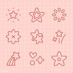 different shapes and sizes of stars on a pink background