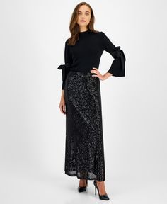 out of stock Sparkly Long Skirt, Sequin Skirt Outfit Dressy, Sequin Skirt Outfit, Sequin Maxi Skirt, Maxi Sequin Skirt, Sequin Maxi, Skirt Outfit, Anne Klein, Long Skirt