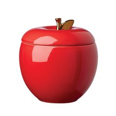 an apple shaped container is shown on a white background