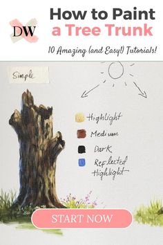 how to paint a tree trunk