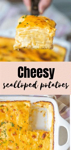 two images showing different types of cheesy casserole