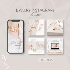 the jewelry instagramm is displayed on an iphone screen and in front of it