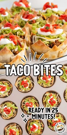 taco bites are ready in 25 minutes to be eaten for lunch or desserts