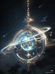 an image of a star in the sky with a chain hanging from it's center