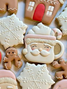 decorated cookies with santa clause and gingerbreads