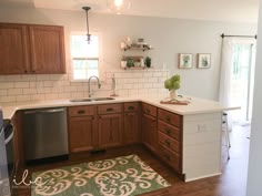 the kitchen is clean and ready to be used as a dining room or family room