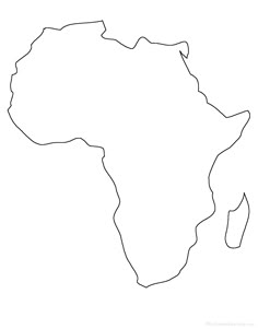 the outline of africa is shown in black and white, with no borders on it