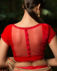 Chiffon Saree Blouse Design, Netted Blouse Designs, Backless Blouse Designs, New Blouse Designs