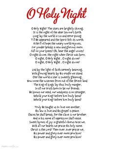 O Holy Night Lyrics, Christmas Carol Lyrics, Christmas Hymns, Christmas Carols Lyrics, Night Lyrics, Xmas Carols, Lullaby Songs, Gospel Song Lyrics, Christmas Sheets