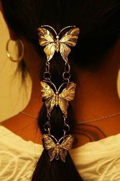 Gorgeous Loc Jewelry, Desi Wedding, Butterfly Hair, Funky Jewelry, Jewelry Lookbook, Gold Butterfly, Gold Hair, Fantasy Jewelry, Hair Ornaments