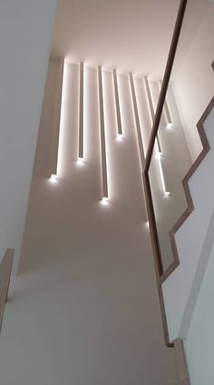 the stairs are lit up with white lights