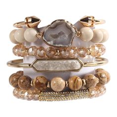 PRICES MAY VARY. [ 6 Pcs Natural Stone Beaded Bracelets/Bangle Set ]:Made of 100% Natural Stone, Tiger eyes, Turquoise, Jasper, Agate, Ceramics, High quality beads, Crystal,Semi-Precious Gemstone and Gemstone which are high quality materials,Smooth and comfortable. Bohemian bracelets sets are threaded with strong elastic string. Durable and flexible.The addition of the bangle makes the bracelet both vintage and stylish.With 6 individual single loop bracelets, you can choose to wear one or severa Barrel Beads Bracelets, Womens Western Jewelry, Multi Strand Beaded Bracelets, Luxury Bracelet Stack, Unique Jewelry Inspiration, Loop Bracelets, Funky Bracelets, Boho Beaded Bracelets, Boho Jewelry Bracelet