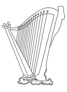 a harp that is black and white with the word music on it's side