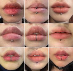 various pictures of lips with different piercings