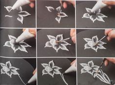 the process of drawing flowers with pencils is shown in this photo, and it looks like they have been drawn on paper