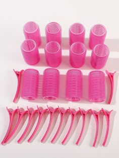 Hot Pink  Collar    Hair Rollers Embellished   Beauty Tools Gift Wishlist Hair Styling Tools, Roller In Hair, Pink Hair Tools, Pink Hair Products, Pink Hair Rollers, Rollers In Hair, Diy Hair Styles, Best Hair Tools, Koleksi Makeup