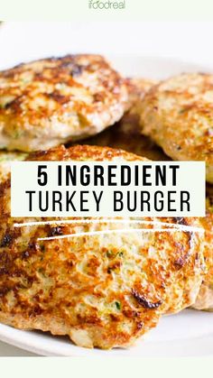 five ingredient turkey burgers on a white plate