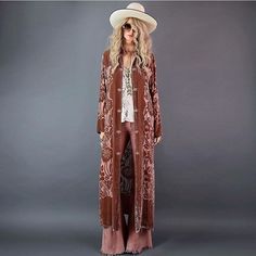 Eclectic Boho Fashion, Boho Duster, Women Long Cardigan, Mode Kimono, Estilo Hippie, Dusters, Rock Chic, Eclectic Fashion, Velvet Fashion