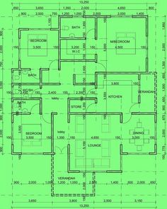 the floor plan for a three bedroom house with an attached bathroom and living room area