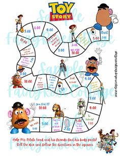 the toy story board game is shown with characters and numbers to match it's theme