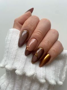 Acesse o link da bio Copper Nails Designs, November Nails, Top Nail, Brown Nails, Pretty Acrylic Nails, Fancy Nails, Chic Nails