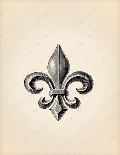 a black and white drawing of a fleur de lis