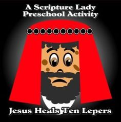 the jesus heals ten lepers logo on a black background with a red cape