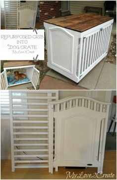 an old dog crate turned into a pet house