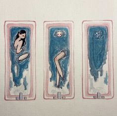 three drawings of people floating in the water on their stomachs and back legs,